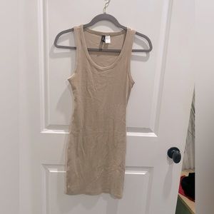 Tan Ribbed Mini Dress